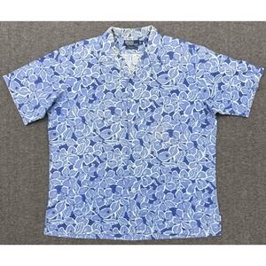 Vintage Polo Ralph Lauren Shirt Mens Large Blue Caldwell Linen Floral Hawaiian *